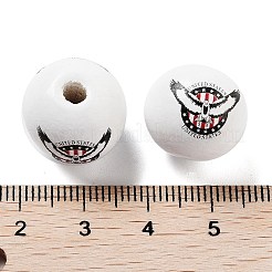 独立記念日テーマ木製ヨーロピアンビーズ  大穴ビーズ  ラウンド  ブラック  15.5~16x14.5mm  穴：4mm&nbsp;WOOD-M011-07F