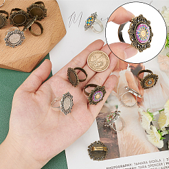 16Pcs 4 Style Vintage Adjustable Iron Finger Ring Components&nbsp;FIND-SC0002-46