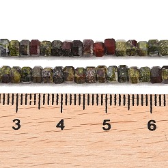 天然石ドラゴンブラッドビーズ連売り  多面カット  六角  4x4x2~2.5mm  穴：0.9mm  約156個/連  15.24''（38.7センチメートル）&nbsp;G-G345-C08-2x4mm