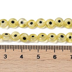 手作りナザールボンジュウランプワークビーズ連売り  フラットラウンド  ライトカーキ  6x2.5mm  穴：0.6mm  約63~65個/連  13.78~14.92''（35~37.9センチメートル）&nbsp;LAMP-G164-10A-05
