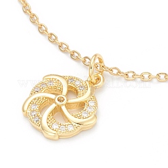 Brass Micro Pave Clear Cubic Zirconia Pendant Necklaces&nbsp;NJEW-F281-01