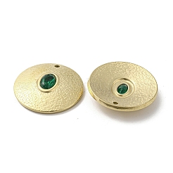 304ステンレスペンダント  エメラルドラインストーン付き  フラットラウンドのチャーム  14KGP本金メッキ  20x3mm  穴：1.2mm&nbsp;STAS-L022-055G