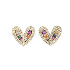 Brass Micro Pave Cubic Zirconia Stud Earrings for Women&nbsp;EJEW-F352-04G