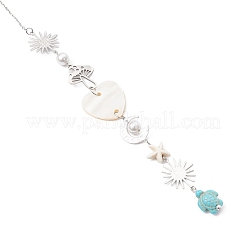 Synthetic Turquoise Starfish Turtle Beads Hanging Suncatchers&nbsp;HJEW-JM03446