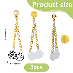 3Pcs Alloy Micro Pave Clear Cubic Zirconia Pin&nbsp;JEWB-FH0003-25B