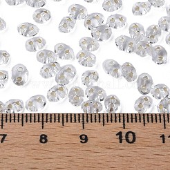 光沢チェコガラスシードビーズ  銀並ぶ  2穴  オーバル  透明  5x3.5x2.5mm  穴：0.9mm  約500 G /袋&nbsp;SEED-N004-005-F01