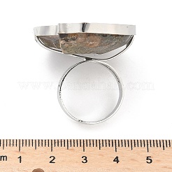 宝石の指輪  化石  プラチナ真鍮パーツ  スパイラル  調整可能  ミックスカラー  18mm  内径&nbsp;RJEW-C093-M1