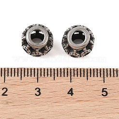 304ステンレススチールヨーロピアンビーズ  大穴ビーズ  ラウンド  アンティークシルバー  10mm  穴：4mm&nbsp;STAS-N106-05AS