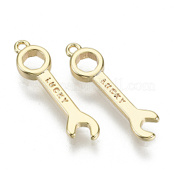 真鍮チャーム  ニッケルフリー  幸運な言葉でレンチ  ゴールドカラー  18x5x2mm  穴：1mm&nbsp;KK-N232-58-NF