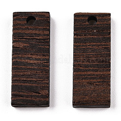 天然ウェンジウッドペンダント  染色されていない  長方形チャーム  ココナッツブラウン  23x9x3.5mm  穴：2mm&nbsp;WOOD-T023-32