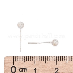 テクスチャード加工925スターリングシルバー丸玉スタッドピアス  テクスチャ  銀  3mm  ピン：0.7mm&nbsp;EJEW-L202-004C