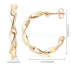 ステンレススチール ラウンドツイストスタッドピアス レディース  ゴールドカラー  29x26x3mm  ピン：0.7mm&nbsp;JE1106A