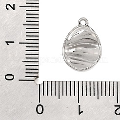 304ステンレススチールチャーム  ウェーブの楕円形のチャーム  ステンレス鋼色  14x10x3mm  穴：1.2mm&nbsp;SA-CBAA487-28P