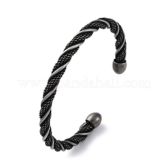 316 Surgical Stainless Steel Twisted Rope Shape Cuff Bangles&nbsp;BJEW-P319-04B