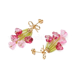 Glass Beads Flower Dangle Stud Earrings&nbsp;EJEW-TA00595