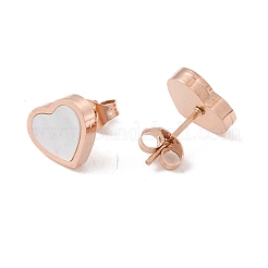 6 ペア ナチュラル ホワイト シェル ハート スタッド イヤリング  女性用304ステンレスジュエリー  ミックスカラー  9x10mm  ピン：0.7mm&nbsp;EJEW-G291-02M