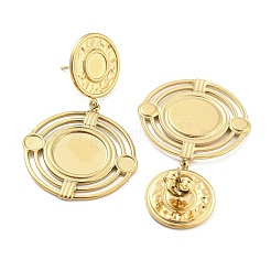 304ステンレススチールスタッドピアス金具  フラットラウンドイヤリングカボションセッティング  14KGP本金メッキ  42.5x26mm  トレイ：4mm  6mmと12mm&nbsp;STAS-P333-01G
