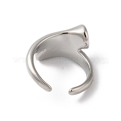 女性用シェルオープンカフリング  304ステンレスバイパス指輪  18KGP本金メッキ  ステンレス鋼色  ブラック  10.5mm  内径: 調節可能&nbsp;RJEW-C091-03P-02