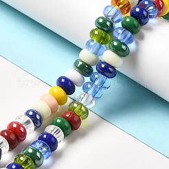 ガラスビーズ連売り  ロンデル  ミックスカラー  9~10x4.5~5mm  穴：2.5~3mm  約68~71個/連  14.17~16.14インチ（36~41cm）&nbsp;LAMP-G156-20