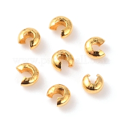 304ステンレススチール製クリンプビーズカバー  ゴールドカラー  3x1.5mm  穴：1mm&nbsp;STAS-WH0017-024A