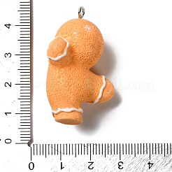 クリスマステーマの不透明樹脂ペンダント  プラチナ鉄ループ付き  ジンジャーブレッドマン  39.5x27.5x20mm  穴：2mm&nbsp;LS-RESI-I336-01P-05