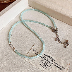 Natural Amazonite Round Beaded Necklaces for Women&nbsp;PB7949-1