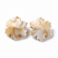 アクリルパーツ  天然石風  花  バリーウッド  21x19x9.5mm  穴：1.6mm  約329個/500g&nbsp;OACR-C011-02