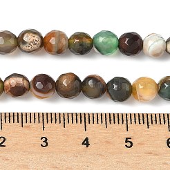 天然石瑪瑙ビーズ連売り  染め＆加熱  ラウンド  多面カット  カラフル  6mm  穴：1mm  約62個/連  14.57インチ（37cm）&nbsp;G-C082-A01-52