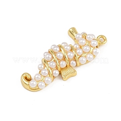 Sea Horse Brass ABS Imitation Pearl Pendants&nbsp;KK-I352-04E-G