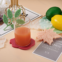 8Pcs 8 Styles Flower & Leaf DIY Cup Mat Silicone Molds&nbsp;DIY-FW0001-25