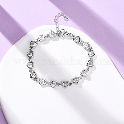 Brass Micro Pave Clear Cubic Zirconia Link Bracelets for Women&nbsp;BJEW-D342-02P