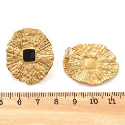 女性用304ステンレススチールスタッドピアス  蓮の葉の形  ゴールドカラー  31.5x27.5mm&nbsp;EJEW-K306-30G