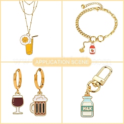 45個9スタイルアロイエナメルペンダント  カドミウムフリー＆ニッケルフリー＆鉛フリー  飲み物  ライトゴールド  ミックスカラー  16~27x8~13x1~2mm  穴：2mm  5個/スタイル&nbsp;ENAM-CJ0003-80
