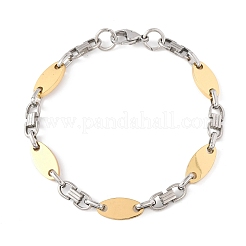 304ステンレススチール製オーバルリンクチェーンブレスレット（女性・男性用）  イオンプレーティング（ip）  ゴールデン·ステンレス鋼色  9.25インチ（23.5cm）&nbsp;BJEW-F527-08A-GP