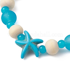 Synthetic Turquoise & Wood & Glass Beaded Stretch Bracelets for Boys Girls&nbsp;BJEW-JB11125-02