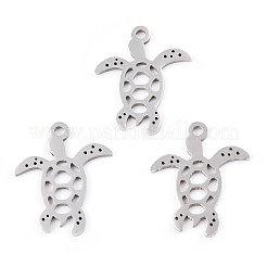 変色しない201ステンレススチールペンダント  ウミガメチャーム  ステンレス鋼色  18.5x15x1mm  穴：1.5mm&nbsp;STAS-T052-52P