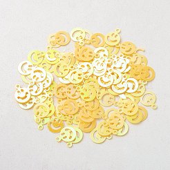 オーナメントアクセサリープラスチック製スパンコール/スパンコールビーズ  笑顔  きいろ  8x6x0.1mm  穴：0.8mm&nbsp;X-PVC-E001-13-RC02