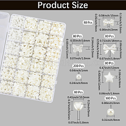 700個 7スタイル ABS模造パールビーズ  混合図形  フローラルホワイト  6~14x6~18x3.5~8mm  穴：1~2mm&nbsp;OACR-PA0001-41