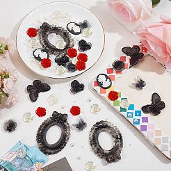 DIYジュエリー作りの発見キット  樹脂とプラスチックのカボションを含む  プラスチックペンダントとイミテーションパールビーズ  ミックスカラー  4~72x4~53.5x2~10mm&nbsp;DIY-SC0024-47