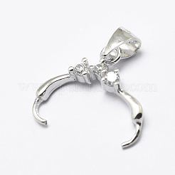 Anti-Tarnish Rhodium Plated 925 Sterling Silver Micro Pave Cubic Zirconia Pendant Bails&nbsp;STER-P034-35P