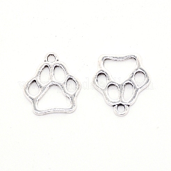 合金ペンダント  カドミウムフリー＆鉛フリー  クマ足プリント  アンティークシルバー  19x17x1.5mm  穴：2mm&nbsp;LS-PALLOY-CJC0003-02AS