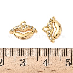 真鍮マイクロパヴェクリアキュービックジルコニアチャーム  リップ  ニッケルフリー  18KGP本金メッキ  9x13x2.5mm  穴：1.2mm&nbsp;KK-B160-07G