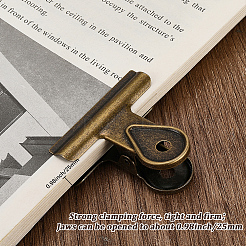 鉄製バインダークリップ8個  ノート紙のクリップ  事務用品  アンティークブロンズ  45x50x28mm  穴：5.5mm&nbsp;AJEW-CP0009-81