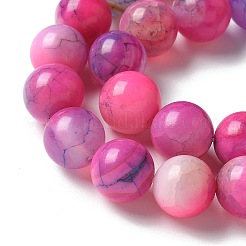 天然石瑪瑙ビーズ連売り  染め＆加熱  ラウンド  濃いピンク  10~10.5mm  穴：0.7mm  約38個/連  14.76''（37.5センチメートル）&nbsp;G-NH0001-G02-01