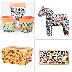 ガラスカボション  モザイクタイル  家の装飾やdiyの工芸品  三角形  ブラック  12.5~13x14.5~15x2.5~3mm  約200g/ボックス&nbsp;GGLA-OC0001-10A