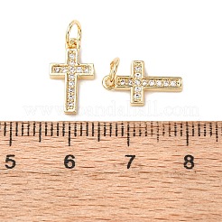 CZ Brass Micro Pave Cubic Zirconia Cross Charms&nbsp;ZIRC-L018-16G
