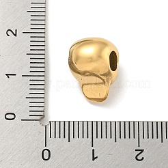 304ステンレススチールヨーロピアンビーズ  大穴ビーズ  スカル  ゴールドカラー  13x10x10.5mm  穴：4mm&nbsp;STAS-U005-11G