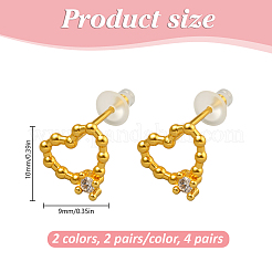 4 Pairs 2 Colors Brass Rhinestone Stud Earrings&nbsp;EJEW-GO0007-002