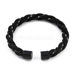 イオンプレーティング（IP）304ステンレススチール製女性用カフバングル  ツイスト  ブラック  内径：2-3/8インチ（6cm）&nbsp;STAS-M023-18B