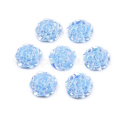 不透明な腹筋プラスチック カボション  花  ライトスカイブルー  19.5x7.5mm&nbsp;KY-G019-04A